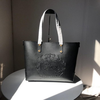 Replica Fake Burberry 40801091 Small Embossed Crest Leather Women Tote Black
