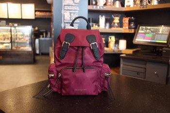 Replica Burberry The Small Dark Red Rucksack in Technical Nylon and Leather