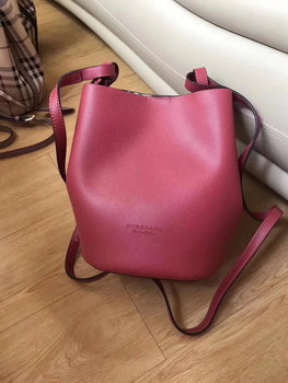 Replica Burrberry Leather and Haymarket Check Crossbody Bucket Bag Poppy Red