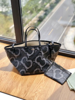 Replica Copy Burberry Monogram Print E canvas Beach Tote For Womens Black