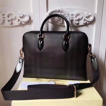 Replica Burberry The Slim Barrow in London Check Briefcase Black