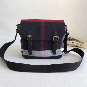 Replica Burberry Small Canvas Check Messenger Bag Black
