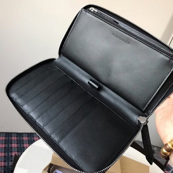 Replica Replica Burberry Men Grainy Leather Ziparound Wallet Black