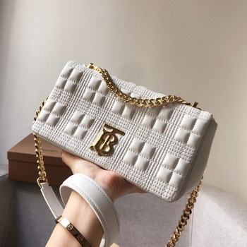 Replica 2021 Limited Burberry Small Quilted Lambskin Lola Bag White Copy