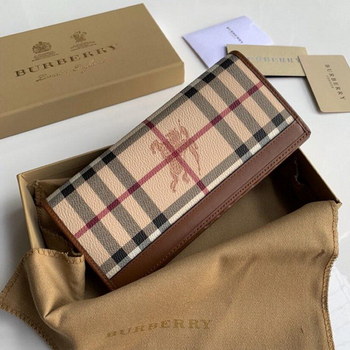 Replica Replica Burberry Women Vintage Check Leather Long Wallet Coffee