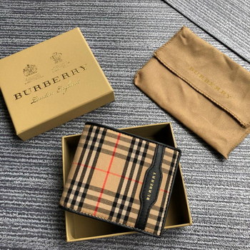 Replica 2018 NEW Replica Burberry Men Check and Leather Wallet Black