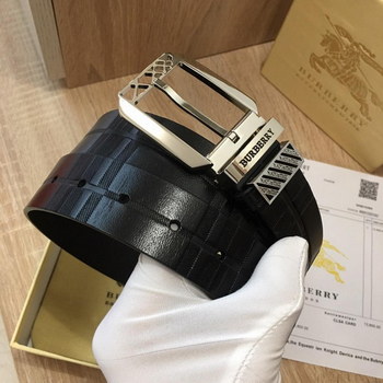 Replica Burberry 34cm Reversible Leather Belt With Silver Buckle 006