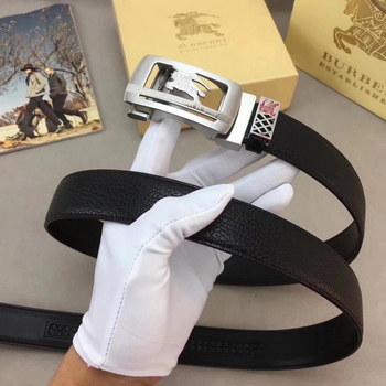 Replica Burrberry 34cm Men Reversible Leather Belt With Silver Buckle 002