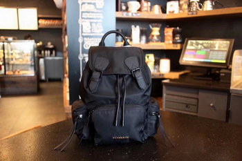 Replica Burberry The Small Black Rucksack in Technical Nylon and Leather