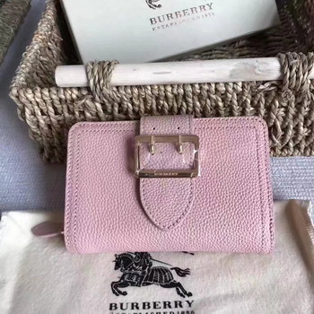 Replica Burberry Textured Leather Continental Women Wallet Dusty Pink