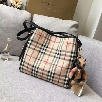 Replica Replica Burberry Check and Leather Women Shopping Bag