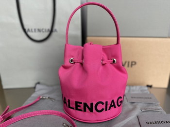 Replica Copy Balenciaga Wheel XS Drawstring Bucket Bag in Rose