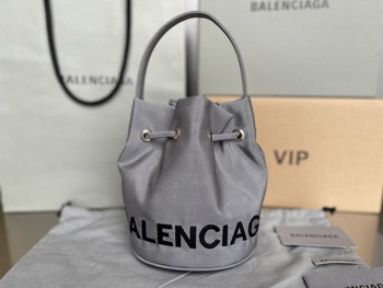 Replica Copy Balenciaga Wheel XS Drawstring Bucket Bag in Gray