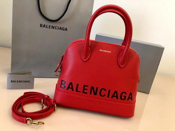 Replica Replica Balenciaga Ville Top Handle Bag Grained Calfskin Red with Black Logo