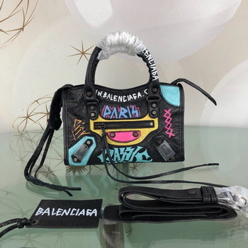 Replica Replica Balenciaga Graffiti Classic Small City Bag Black