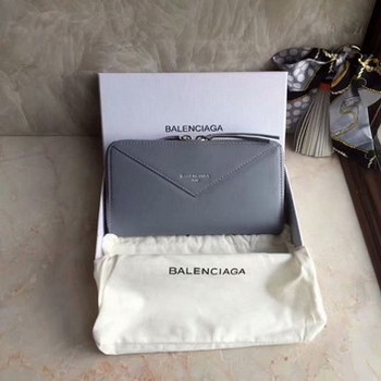 Replica Replica Balenciaga Women Papier Continental Zip Around Light Blue