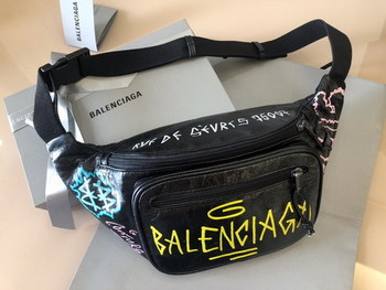 Replica Copy Balenciaga Graffiti Print Leather Belt Bag Price America