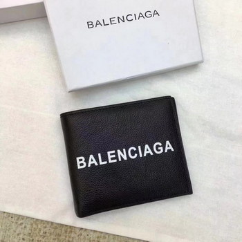 Replica Balenciaga Bazar Leather Men Short Wallet Black