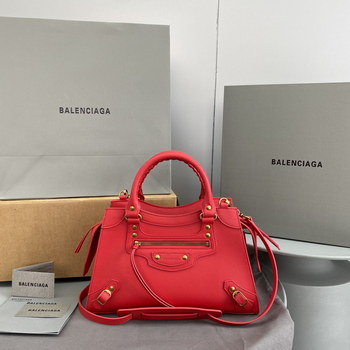 Replica Original Copy Balenciaga Neo Classic Medium Top Handle Bag Red Smooth Calfskin