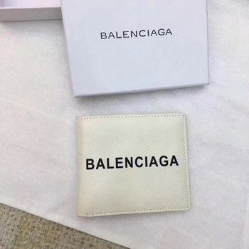 Replica Balenciaga Bazar Leather Men Short Wallet White