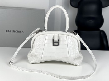 Replica Summer Popular Balenciaga Women Editor Small Bag Crocodile Embossed White AAA Quality