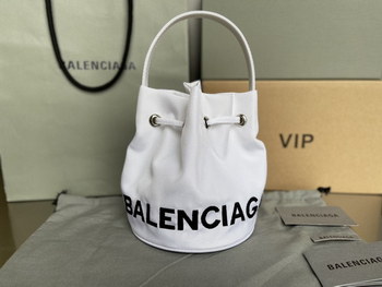 Replica Copy Balenciaga Wheel XS Drawstring Bucket Bag in White