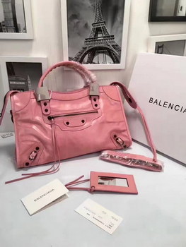 Replica Balenciaga Classic Black Silver Nano City Bag Pink