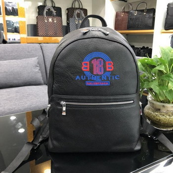 Replica Most Popular Balenciaga Men Leather Backpack Black