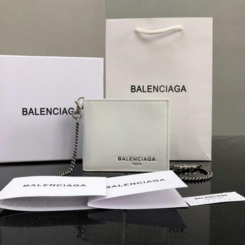 Replica Replica Balenciaga Mens White ??Explorer Square Wallet Chain