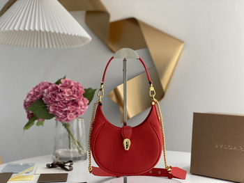 Replica New Copy Bvlgari Serpenti Ellipse Small Crossbody Bag Red Calf Leather with Snakehead Closure For Women 19cm