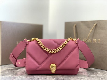 Replica New Style Bulgari Cabochon Crossbody Bag Calf Leather Pink 225cm