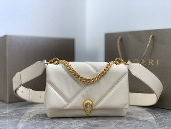 Replica New Style Bulgari Cabochon Crossbody Bag Calf Leather White 225cm