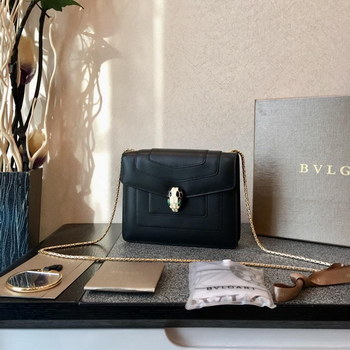 Replica Replcia Bvlgari Serpenti Forever Crossbody Bag in Black Calf Leather