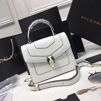 Replica Bulgari Serpenti Forever Flap Cover Bag White With Malachite Eyes