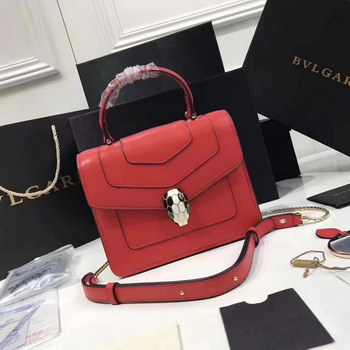 Replica Bulgari Serpenti Forever Flap Cover Bag Red With Malachite Eyes