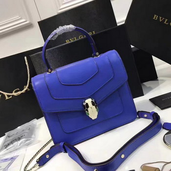 Replica Bulgari Serpenti Forever Flap Cover Bag Blue With Malachite Eyes