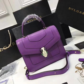 Replica Bulgari Serpenti Forever Flap Cover Bag Purple With Malachite Eyes