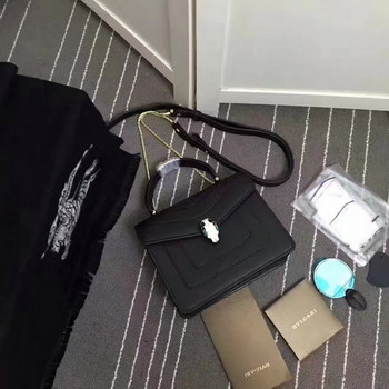 Replica Bulgari Serpenti Forever Flap Cover Bag 20cm Black