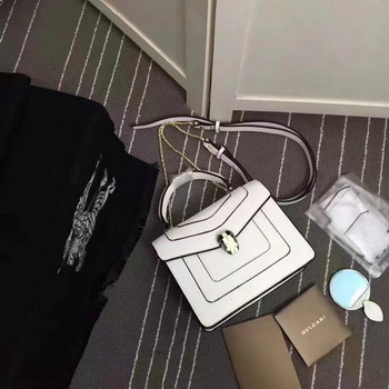 Replica Bulgari Serpenti Forever Flap Cover Bag 20cm White