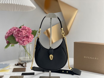 Replica New Copy Bvlgari Serpenti Ellipse Small Crossbody Bag Black Calf Leather with Snakehead Closure For Women 19cm
