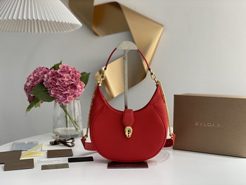 Replica New Copy Bvlgari Serpenti Ellipse Crossbody Bag Red Calf Leather with Snakehead Closure For Women 25cm