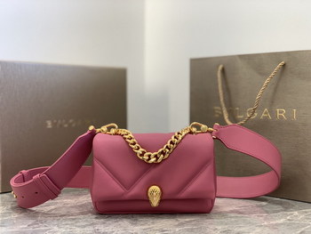Replica New Style Bulgari Cabochon Crossbody Bag Calf Leather Pink 18cm