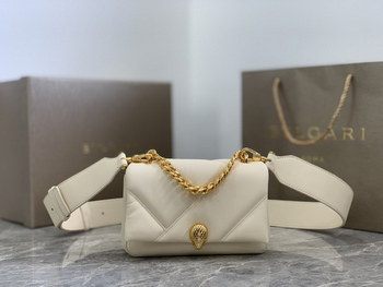 Replica New Style Bulgari Cabochon Crossbody Bag Calf Leather White 18cm