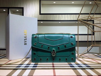 Replica Bvlgari Serpenti Forever Women Green Shoulder Bag With Peacock Green Stone