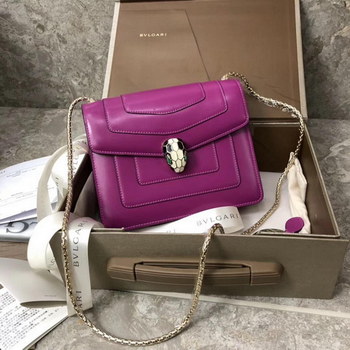 Replica Bulgari Serpenti Forever Flap Cover Bag Metallic Calf Leather Purple