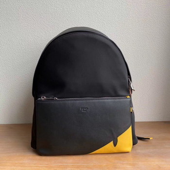 Replica Top Quality Fendi Backpack Black Nylon with Front Pocket