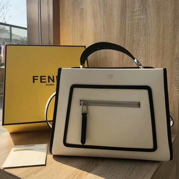 Replica NEW Replica Fendi Runaway Small White Leather Tote Bag