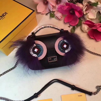 Replica Fendi Baguette Micro Double Sided Monster Crossbody Bag Black
