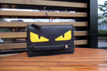 Replica Fendi Bag Bugs Clutch Bag in Black Roman Leather