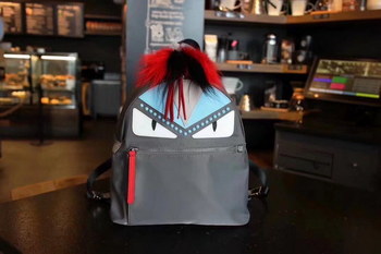 Replica Fendi Women Backpack in Steel Gray Nylon Bag Bugs Monsters